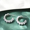 Flower Brass ABS Imitation Pearl Stud Earrings EJEW-M082-05P-1