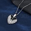 304 Stainless Steel Polymer Clay Rhinestones Wing Openable Pendant Necklaces for Women NJEW-Z065-14P-02-1