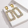 304 Stainless Steel Glass Dangle Stud Earrings EJEW-M095-13G-01-1