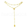 Brass & Round Glass Double Layer Necklaces NJEW-JN04989-1