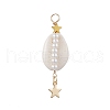 3Pcs 3 Styles Natural Cowrie Shell  Copper Wire Wrapped Glass Pearl Pendants PALLOY-JF03503-3