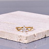 Teardrop 304 Stainless Steel with Clear Cubic Zirconia Finger Rings for Women FS-WG6614B-02-1