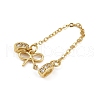 Brass Pave Clear Cubic Zirconia European Safety Chains with Charms KK-L236-15B-G-2