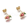 Brass Stud Earrings X-ZIRC-I051-05G-1
