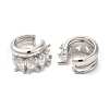 Platinum Plated Brass Cuff Earrings with Rhinestone for Women EJEW-D065-07P-03-2