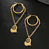 Stylish Stainless Steel Heart Pendant Hoop Earrings LI4623-2