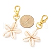 Star Copper Wire Wrapped Natural Mixed Cowrie Shell Pendant Decorations HJEW-JM03271-01-3