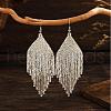 Bohemian Style Handmade Glass Seed Beads Tassel Dangle Earrings TX5514-1-1