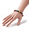 Dyed Synthetic Turquoise Cross & Wood Round Beaded Stretch Bracelet for Women BJEW-JB09276-3