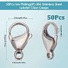 SUNNYCLUE 50Pcs Ion Plating(IP) 304 Stainless Steel Lobster Claw Clasps STAS-SC0008-89-2