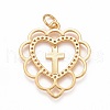 Rack Plating Brass Micro Pave Clear Cubic Zirconia Pendants KK-M229-15G-2