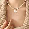 Mother's Day Jewellery 304 Stainless Steel Pave Natural White Shell Constellation Pendant Natural Freshwater Pearl Rice Beaded Necklaces for Women FS-WG631DE-11-1