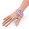 4Pcs 4 Style Handmade Polymer Clay Heishi Beaded Surfer Stretch Bracelets Set with Acrylic Smiling Face Bead BJEW-JB09097-3