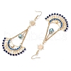 Synthetic Blue Spinel & Glass Dangle Earrings EJEW-MZ00290-4