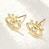 Brass Micro Clear Cubic Zirconia Eye Stud Earrings EJEW-S252-02G-2