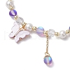 Frosted Dyed Synthetic Moonstone & Shell Pearl Round Beads Stretch Bracelets BJEW-JB11822-03-3