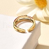 Brass Micro Pave Clear Cubic Zirconia Cuff Rings for Women RJEW-U040-02G-01-3
