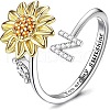 Adjustable Brass Rhinestone Rotating Cuff Rings FS-WG5B177-14-1