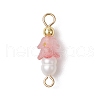 Frosted Flower Natural Cultured Freshwater Pearl & Acrylic Connector Charms PALLOY-JF03590-05-3