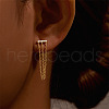 Rectangle 925 Sterling Silver Micro Pave Clear Cubic Zirconia Cartilage Earrings with Tassel Chains FS-WGA2317-07-1