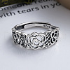 Hollow Out Rose 925 Sterling Silver Adjustable Finger Rings for Women FS-WG9E7B5-01-2
