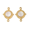 304 Stainless Steel Natural White Shell Flat Round Connector Charms STAS-L288-14G-02-1