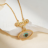 Elegant Vintage Brass Pave Colorful Shiny Cubic Zirconia Eye Pendant Necklaces for Women MM8596-1-2