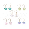 5 Pairs 5 Color Glass Butterfly Dangle Earrings EJEW-JE05099-1