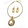 Round Alloy & Aluminum Wire & Imitation Pearl Jewelry Set FS-WG2DEC3-01-4