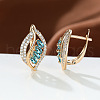Leaf Brass Micro Pave Cubic Zirconia Hoop Earrings WG08CC9-12-1