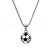 Football 201 Stainless Steel Black Enamel Pendant Box Chain Necklaces for Men FS-WGF314D-02-2