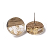 Resin & Walnut Wood Flat Round Stud Earrings with 304 Stainless Steel Pin for Women EJEW-N017-010B-02-2