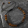 Retro Round Natural Tiger Eye Braided Bead Bracelets for Men BL1324-2-1