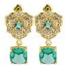 Rack Plating Brass Micro Pave Cubic Zirconia Dangle Stud Earrings EJEW-I304-12G-01-1