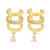 Brass Micro Pave Cubic Zirconia Cuff Earrings X-EJEW-C104-083G-1