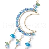 Glass Beads Wire Wrapped Brass Moon Pendant Decorations HJEW-TA00239-4