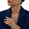 Flower Alloy Enamel Pendant Necklaces & Bangle & Ring & Stud Earrings Sets FS-WG20A9D-01-2