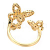 Cubic Zirconia Triple Butterfly Open Cuff Rings RJEW-N037-042A-2