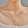 Vintage Brass Pave Green Cubic Zirconia Sword Wing Geometric Pendant Necklaces PI1133-2-2