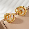French Style Brass Clear Cubic Zirconia Swirl Stud Earrings HY3681-2-1