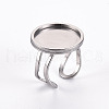Tarnish Resistant 201 Stainless Steel Cuff Pad Ring Settings STAS-S080-040E-P-1