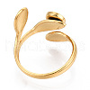 Leaf 304 Stainless Steel Cuff Ring Components STAS-T066-22G-3