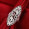 Classic Silver Plated Brass Filigree Flower Finger Rings for Lady RJEW-BB00730-7-4