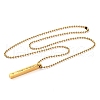 304 Stainless Steel Ball Chain Rectangle Pendant Necklaces NJEW-K273-05G-3