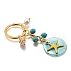 5Pcs AB Color Plated Capiz Shell Pendant Keychains KEYC-JKC01194-4