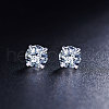 SHEGRACE Rhodium Plated 925 Sterling Silver Four Pronged Ear Studs JE420A-01-2
