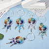  5Pcs 5 Styles Copper Wire Wrapped Natural & Synthetic Gemstone Chip Keychain KEYC-TA0001-21-5