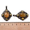 Dyed Natural White Jade Rhombus Pendants G-K363-02R-11-3