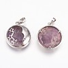 Natural Amethyst Pendants G-P378-B08-2