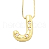 Brass & Plastic Pearl Letter Pendant Box Chain Necklaces for Women NJEW-U017-01G-10-1